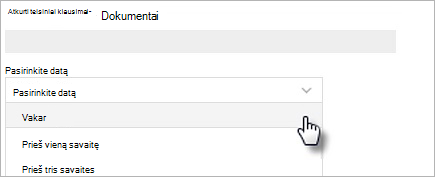 Figure showing the select a date options