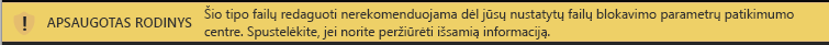 Apsaugotas rodinys dokumentams, kuriuos užblokavo failo blokavimo funkcija, ir kai leidžiama redaguoti