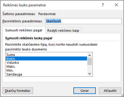 Value Field Settings dialog box