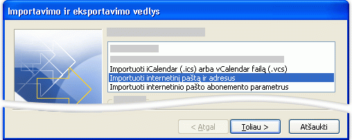 Importavimo ir eksportavimo vedlys