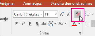 Skirtuke Pagrindinis paryškinta piktograma Valyti visą formatavimą