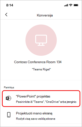 Bakstelėkite Rodyti "PowerPoint" projekciją