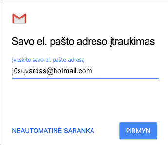 Įtraukite savo el. pašto adresą