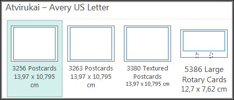 „Avery US Letter“ atviruko šablonas.