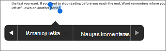 Pasirinkę tekstą programoje „Word“, bakstelėkite Naujas komentaras