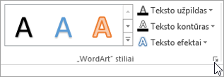 Selecting the WordArt Styles dialog box launcher