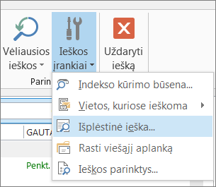 Ieškos įrankių parinktis Išplėstinė ieška