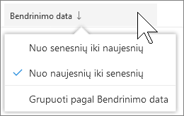 ""OneDrive" verslui" rodinio Bendrinama su manimi stulpelio Soring by ekrano nuotrauka