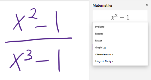 A list of Expressions in Math Assistant