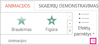 Rodyti papildomus animacijos efektus