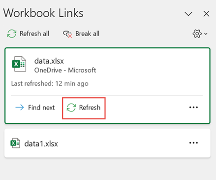 windows refresh specific workbook