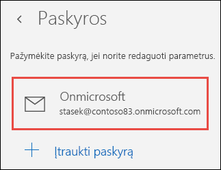 Programos Paštas paskyros