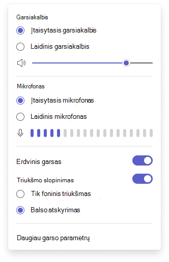 Garso iškeliamasis meniu, skirtas balso atpažinimui