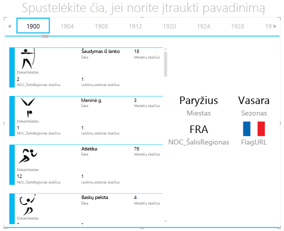 kitos vizualizacijos įtraukimas į konteinerį IŠKLOTINĖS DALIS PAGAL papildinyje „Power View“