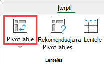 PivotTable mygtukas