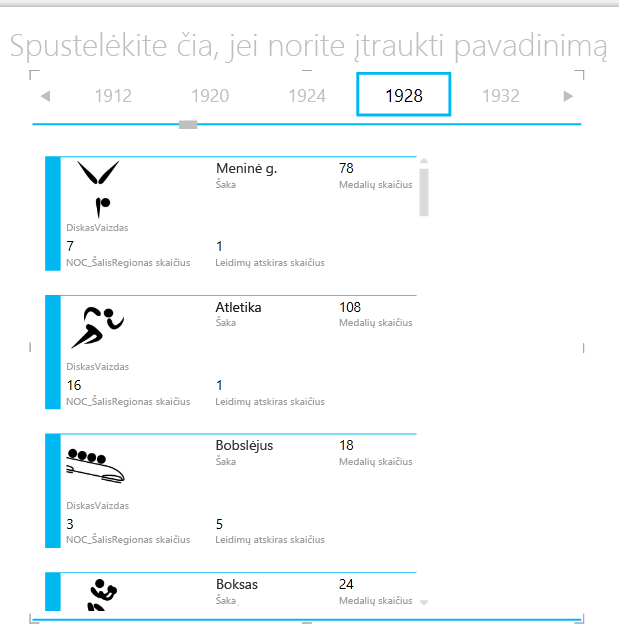 funkcijos IŠKLOTINĖS DALIS  PAGAL naudojimas papildinyje „Power View“