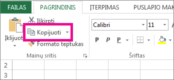 Skirtuke Pagrindinis spustelėkite Kopijuoti.