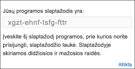 Nukopijuokite savo programos slaptažodį