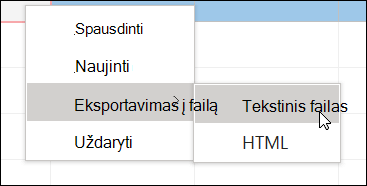 Kontekstinio meniu su antriniu meniu ekrano nuotrauka