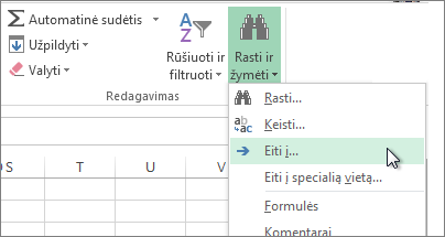 Spustelėkite Rasti ir pažymėti, o tada spustelėkite Eiti į