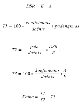 Formulė KAINA, jei N < = 1