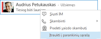 Įtraukti į parankinius pasirinkimo ekrano nuotrauka