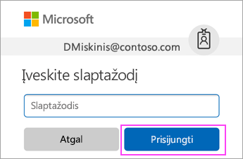 Įeikite į savo O365 darbo arba mokymo įstaigos paskyrą.