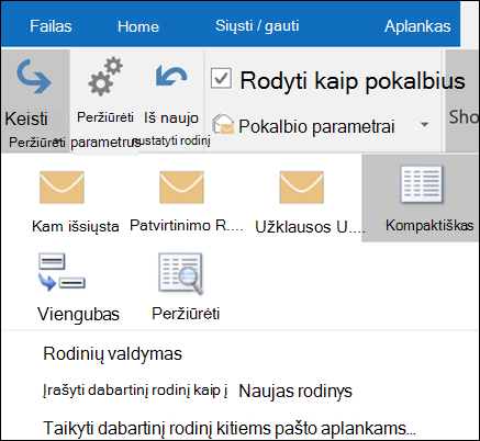 Pasirinkite Keisti rodinį, kad pasirinktumėte naują rodinį.