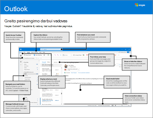 „Outlook 2016“ greito pasirengimo darbui vadovas („Windows“)