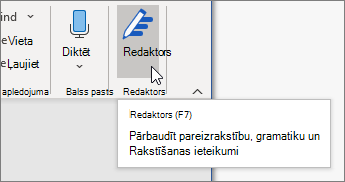 Cilnē Sākums izvēlieties Redaktors vai nospiediet taustiņu F7, lai atvērtu redaktora rūti.