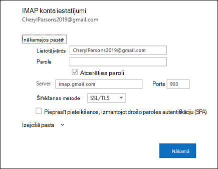 Atlasiet servera iestatījumi, lai mainītu savu lietotājvārdu, paroli un servera iestatījumus.