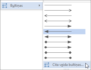 Noklikšķināšana uz Citas bultiņas, lai pielāgotu līniju vai bultiņu