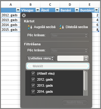 Excel for Mac filter for chart