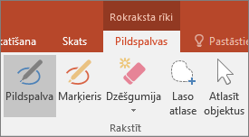 Parāda pildspalvas pogu Office sadaļā Rokraksta rīki