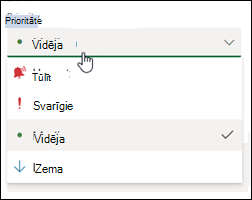 Prioritāšu opcijas