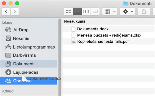 Mac Finder window showing drag-and-drop to move files