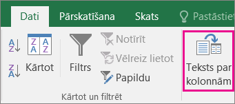 Izvēlieties Dati > Teksts par kolonnām