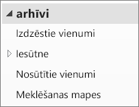 Izvērsiet arhīva failu navigācijas rūtī, lai skatītu tajā iekļautās apakšmapes.