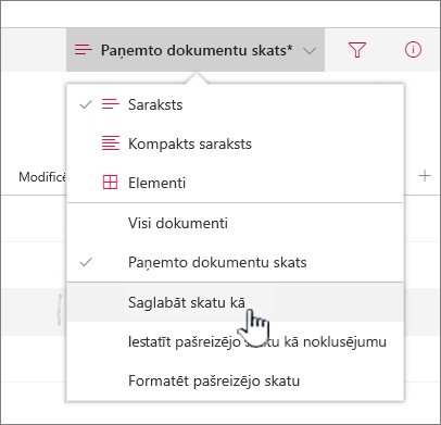 Noklikšķiniet uz Saglabāt kā, lai saglabātu atjauninātu vai jaunu skatu