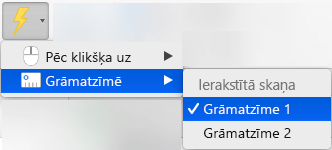 Animācijas rādīšanas aktivizēšana, izmantojot grāmatzīmi