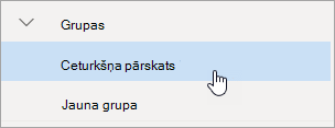 Ekrānuzņēmums no grupas navigācijas rūtī