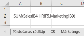 Excel vairāku lapu formulu atsauce