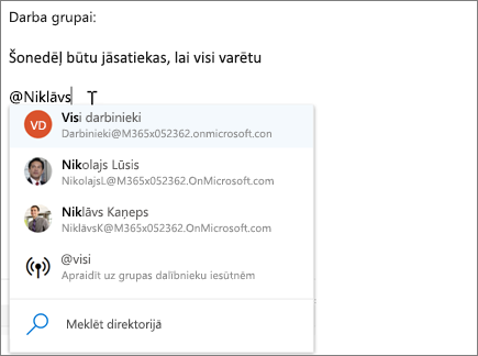 @pieminēt izmantošana programmā Outlook tīmeklī