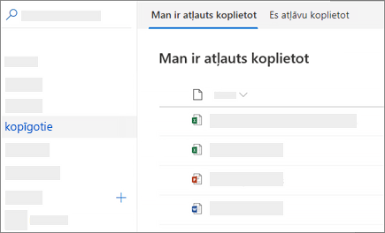 Ekrānuzņēmums ar skatu Man ir koplietots pakalpojumā OneDrive darbam tīmeklī