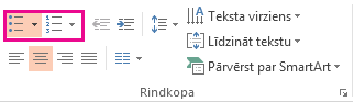 Poga Aizzīmes vai poga Numerācija