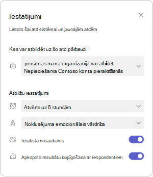 Atdoto iestatījumu pārvaldība