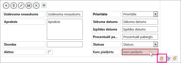 Poga Dati blakus automātiskās pabeigšanas vadīklai.