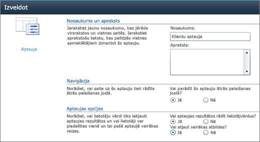 SharePoint 2010 Survey options page