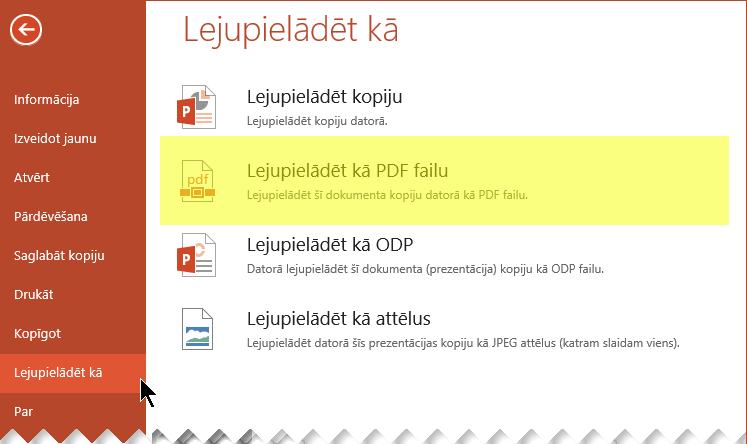 Atlasiet Fails > Lejupielādēt kā > Lejupielādēt kā PDF