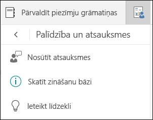 Piezīmju grāmatiņu atlases opciju pārvaldība